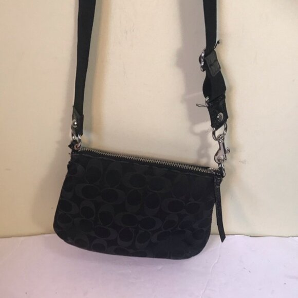 Coach Signature Small Crossbody Mini Bag Shoulder Patent Leather Zip Pocket Tote - Picture 3 of 16